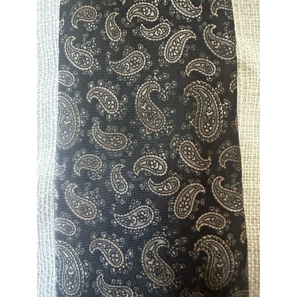 Vintage Don Loper Beverly Hills Paisley Necktie Black Brown Men’s Tie 80s 90s